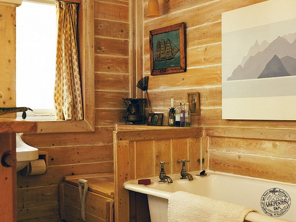 Bathroom Interior with Horizontal Timber Cladding